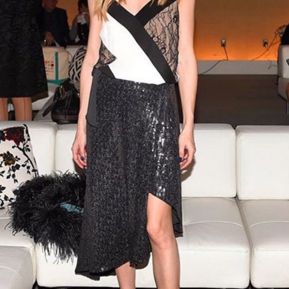 DVF New Sequin Silk Wrap Skirt Black πHPπ - Picture 3 of 15